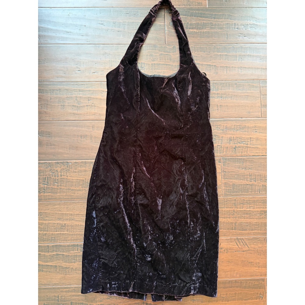 Vintage Jump black gothic fairy whimsical Crushed Velvet Halter Mini Dress  9/10